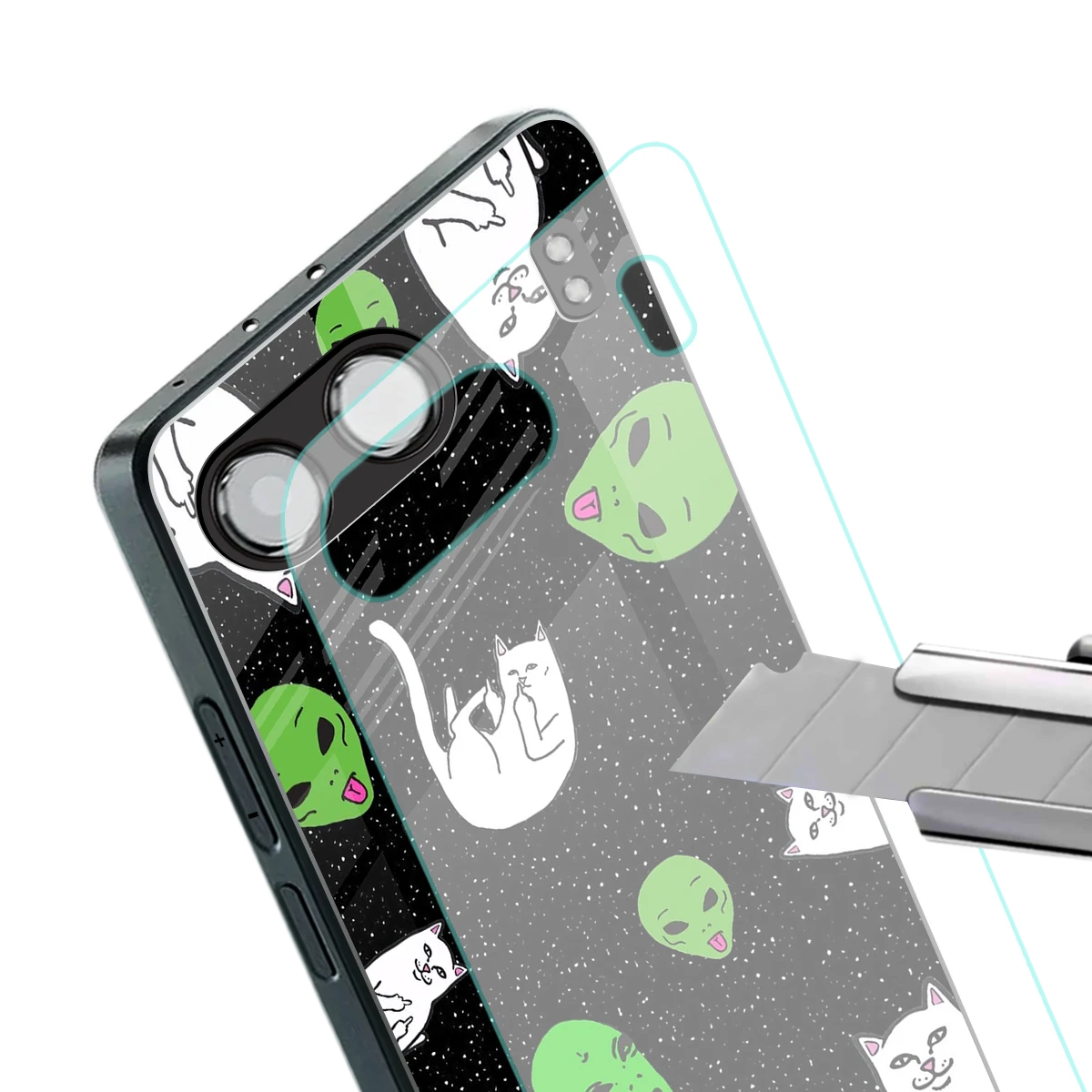 Space Kitty stylish phone case for oneplus nord 4 | glossy glass and slim fit