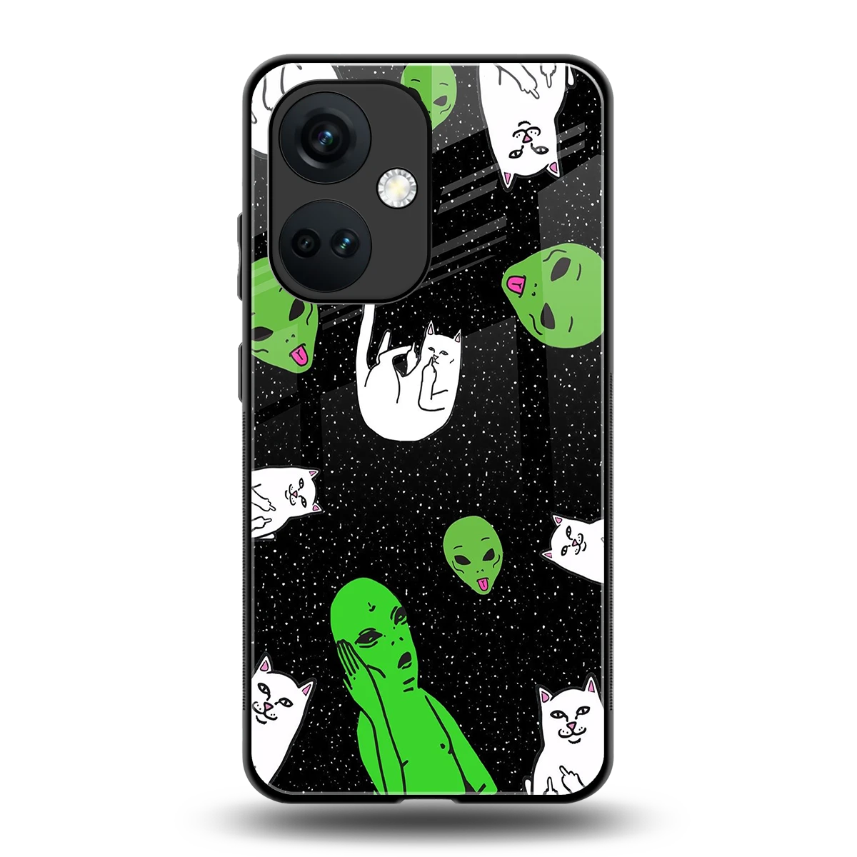 Space Kitty back phone cover | glass case for oneplus nord ce 3