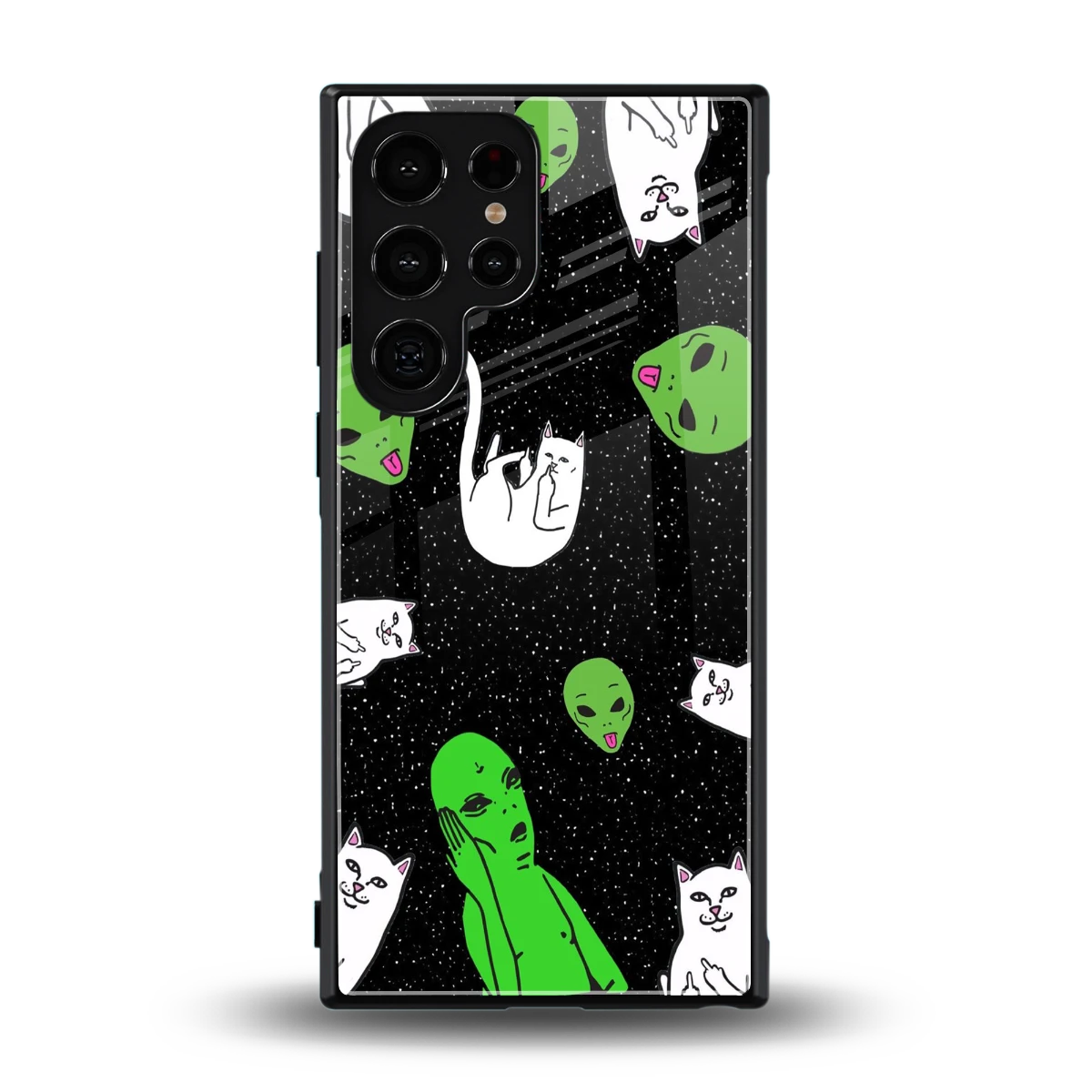 Space Kitty back phone cover | glass case for samsung galaxy s24 ultra