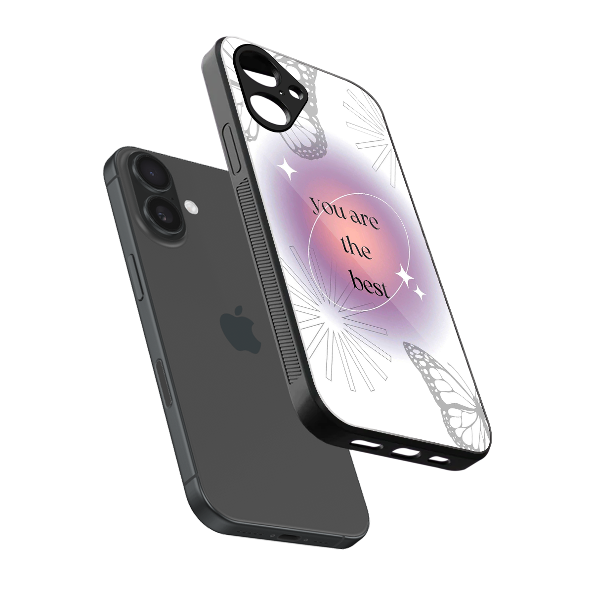 Star Power sleek iPhone 16 cover with tempered glass back and TPU edges