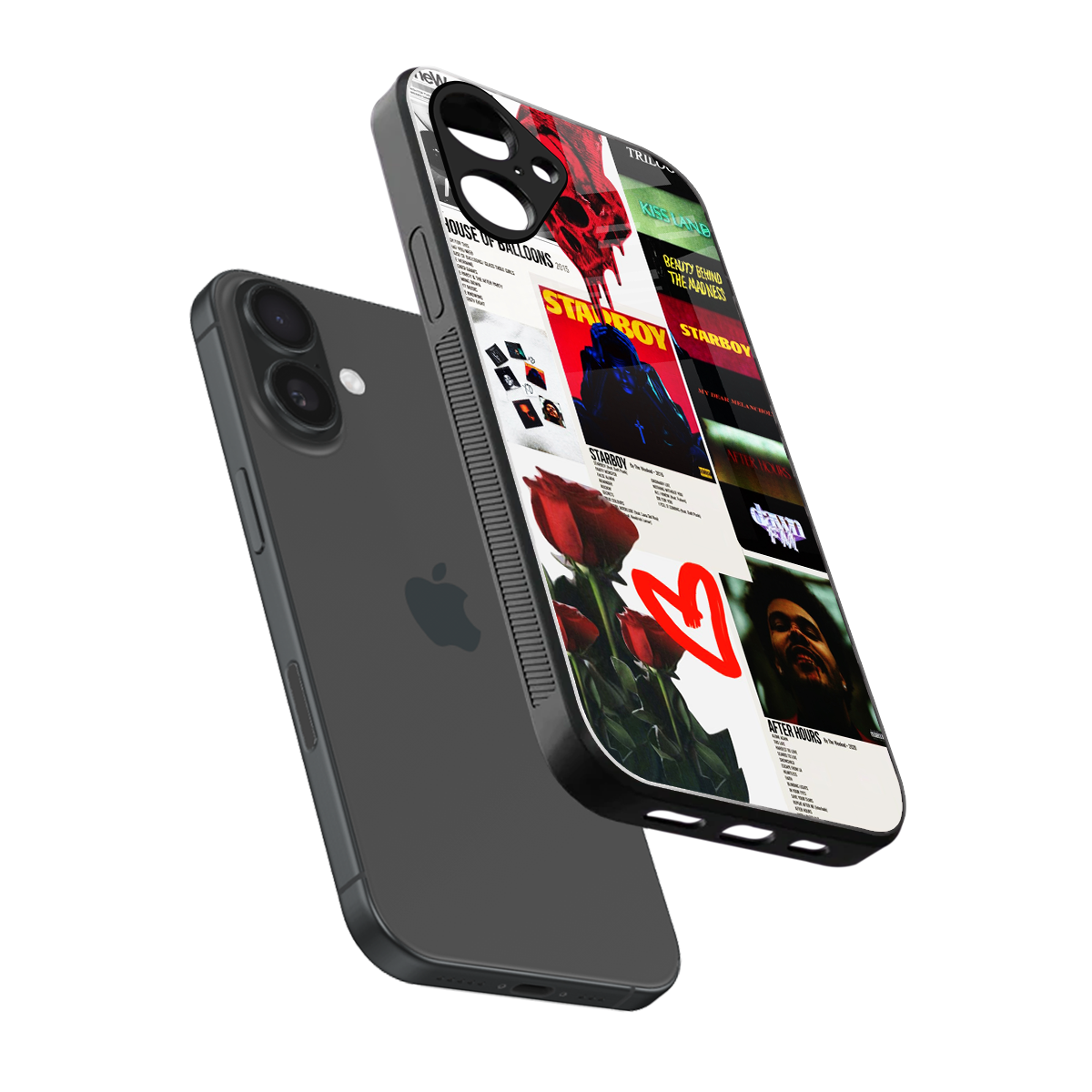 Starboy Collage sleek iPhone 16 cover with tempered glass back and TPU edges