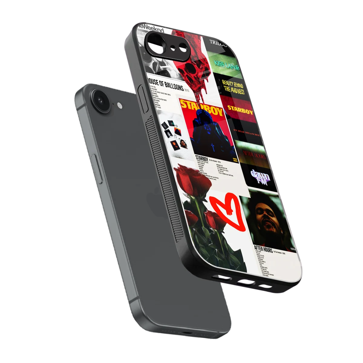 Starboy Collage sleek iphone 16e cover with tempered glass back and TPU edges