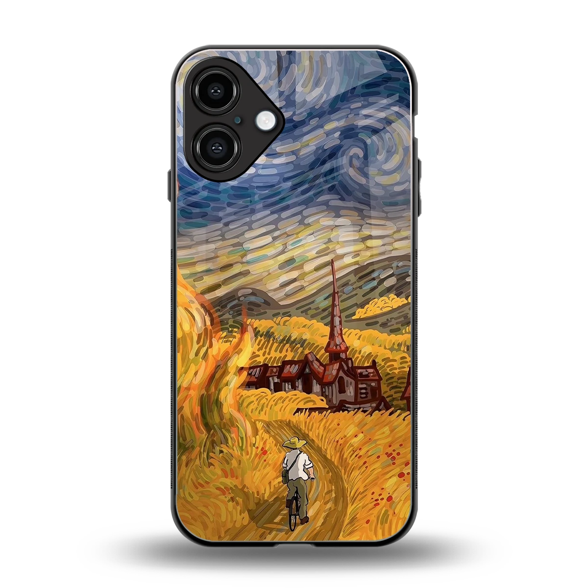 Starry Ride back phone cover | glass case for iphone 16 plus