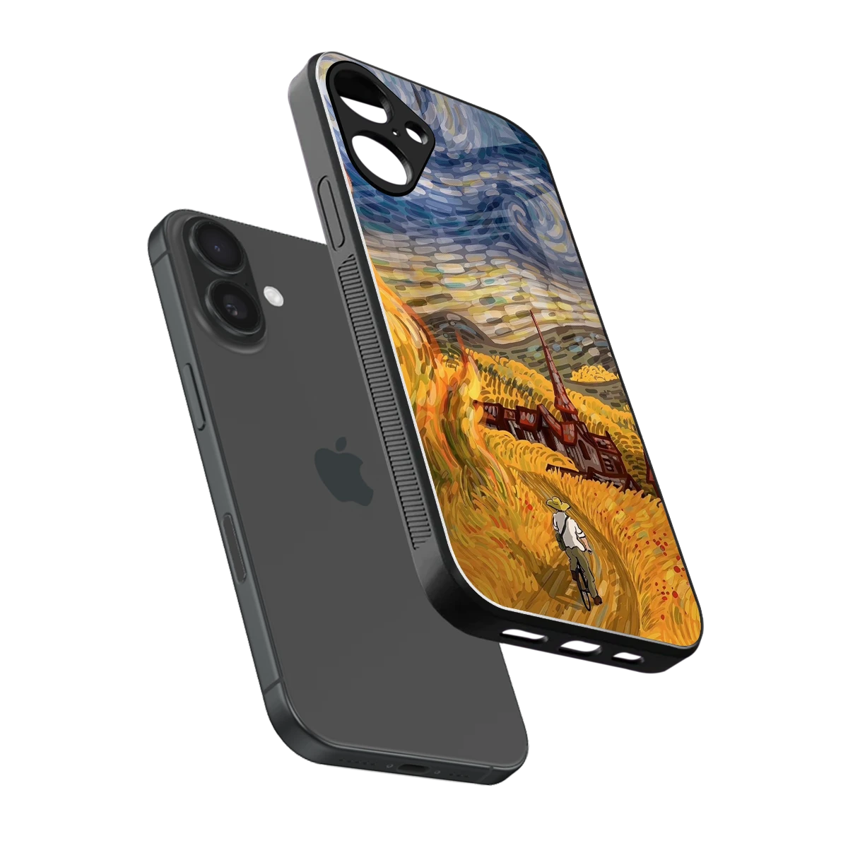 Starry Ride sleek iphone 16 plus cover with tempered glass back and TPU edges