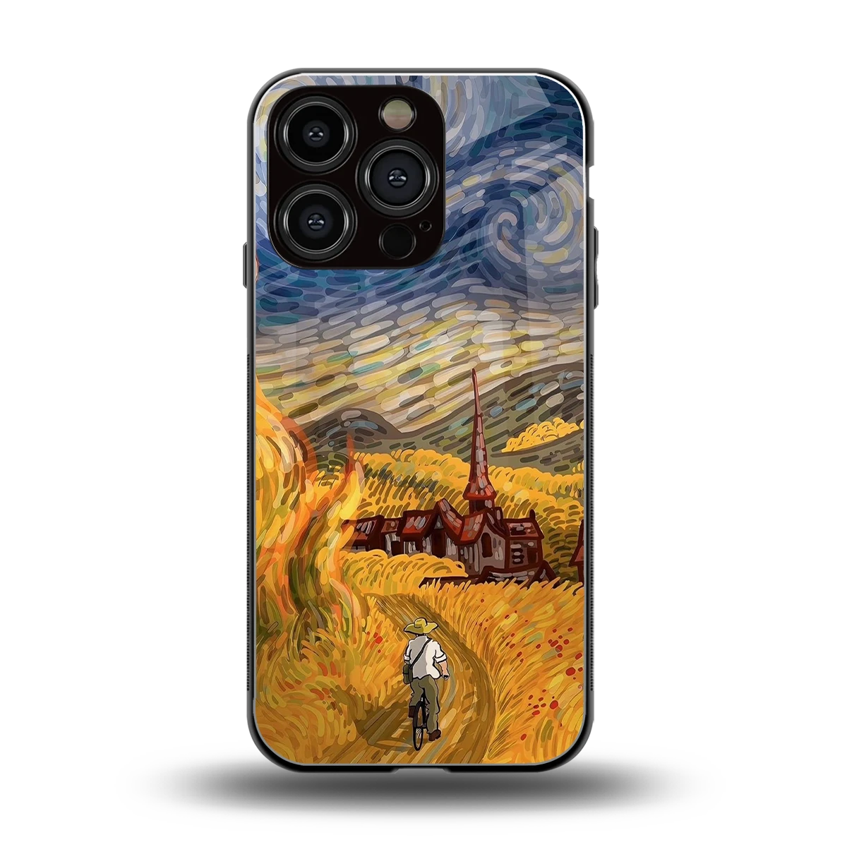Starry Ride back phone cover | glass case for iphone 16 pro