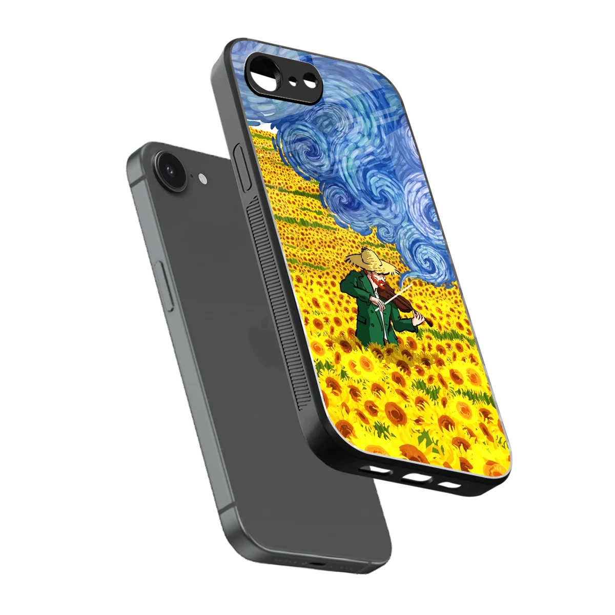 Starry Strings sleek iphone 16e cover with tempered glass back and TPU edges