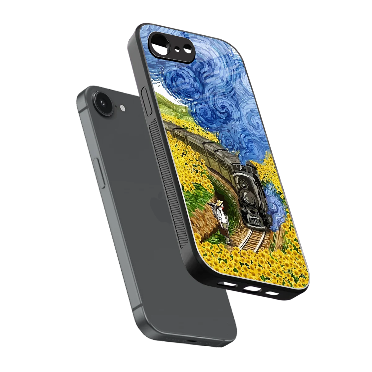 Starry Wait sleek iphone 16e cover with tempered glass back and TPU edges