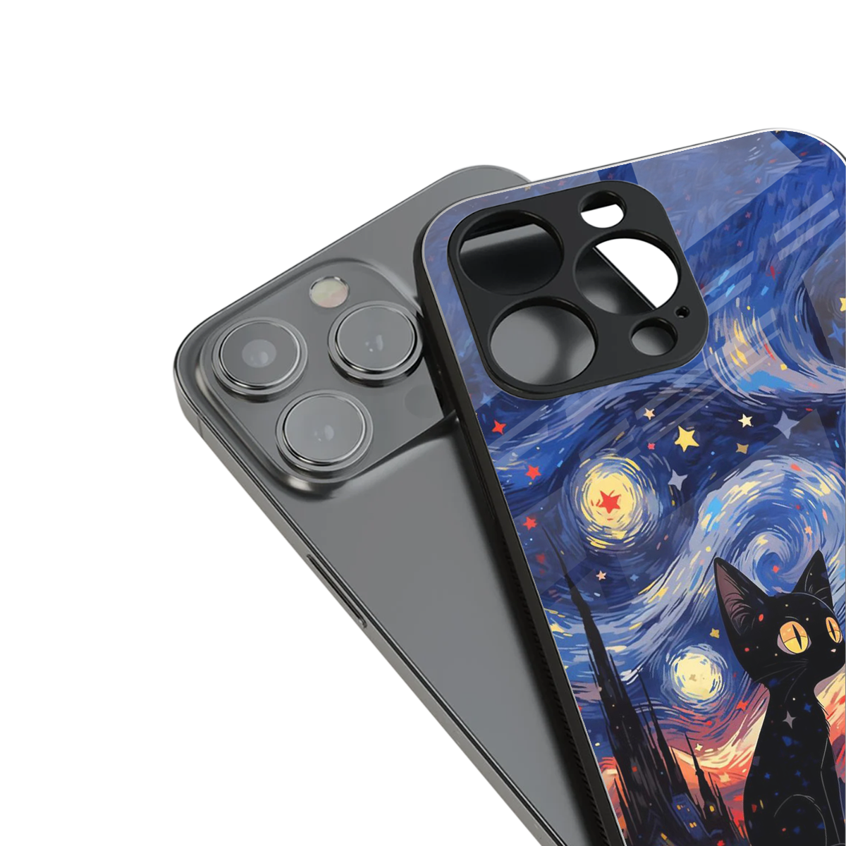 Starry Whiskers stylish phone case for iPhone 16 | glossy glass and slim fit