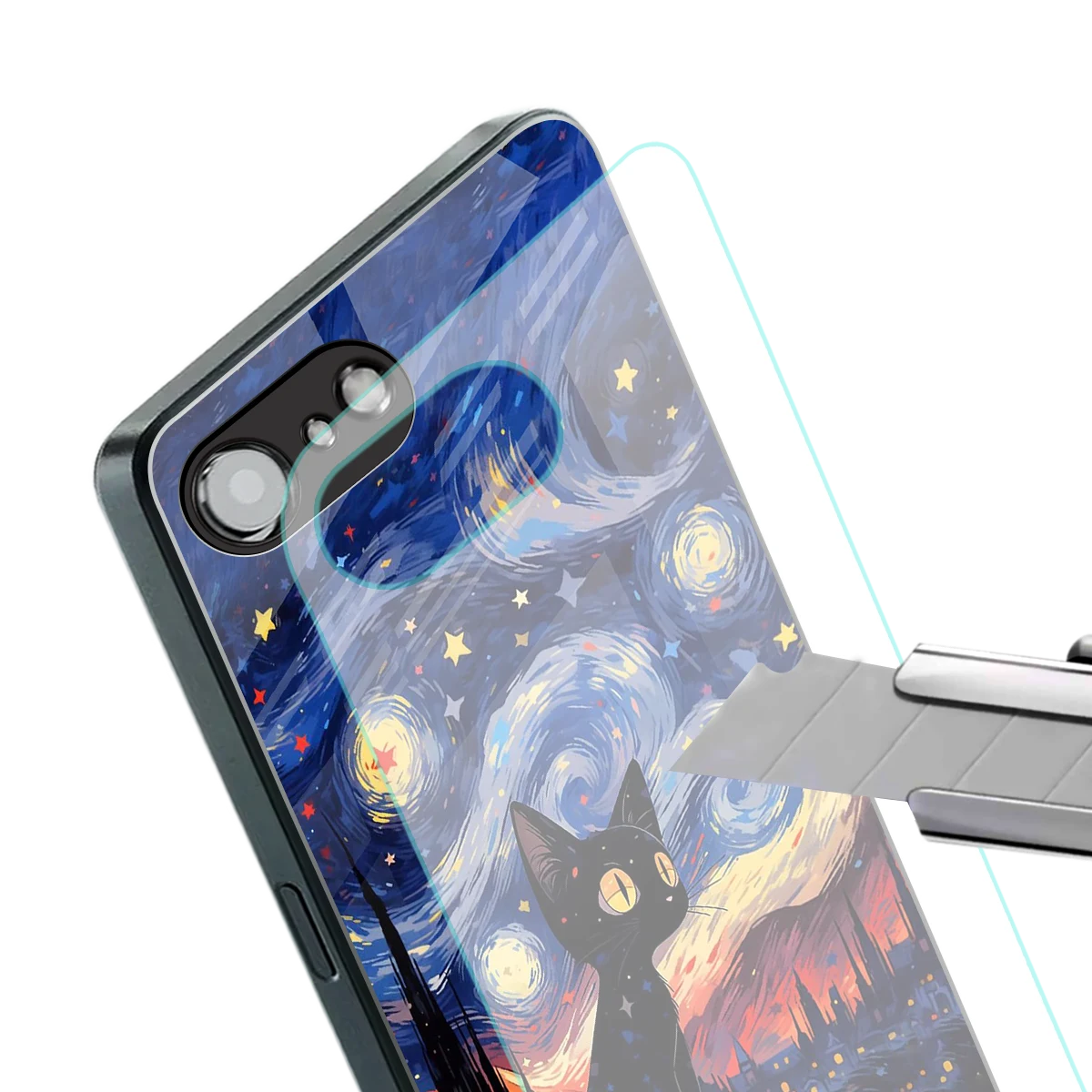 Starry Whiskers stylish phone case for iphone 16e | glossy glass and slim fit