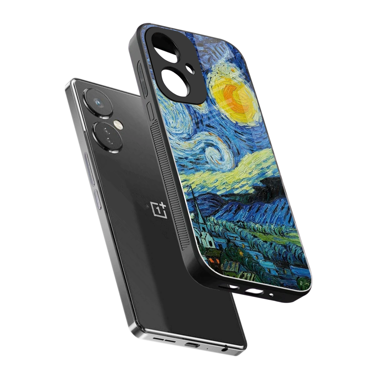 Starry night sleek oneplus nord ce 3 cover with tempered glass back and TPU edges
