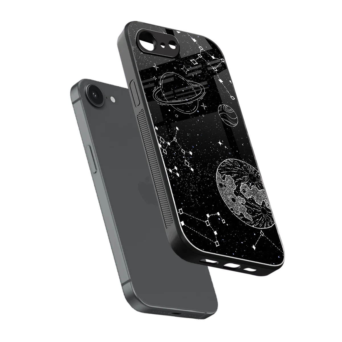 Stellar Voyage sleek iphone 16e cover with tempered glass back and TPU edges