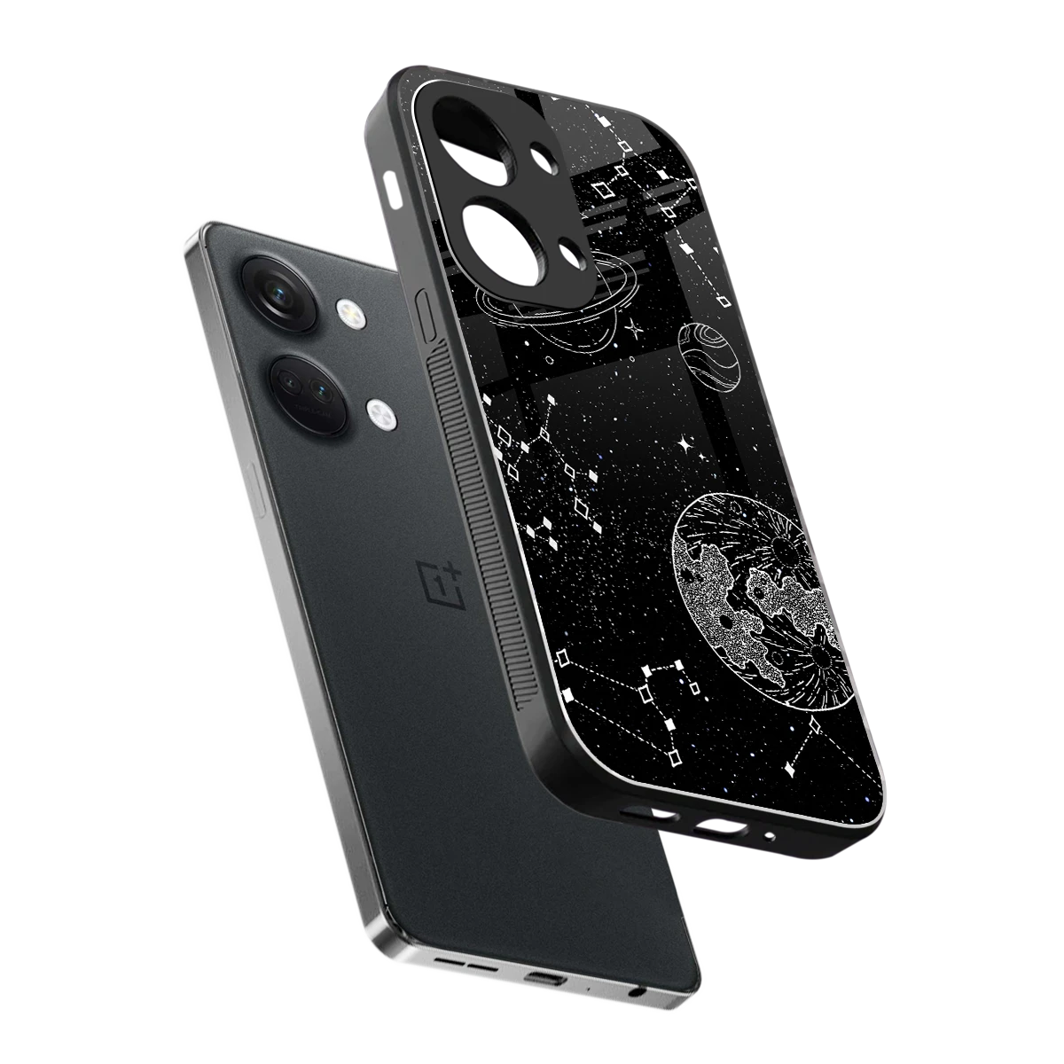 Stellar Voyage sleek oneplus nord 3 cover with tempered glass back and TPU edges