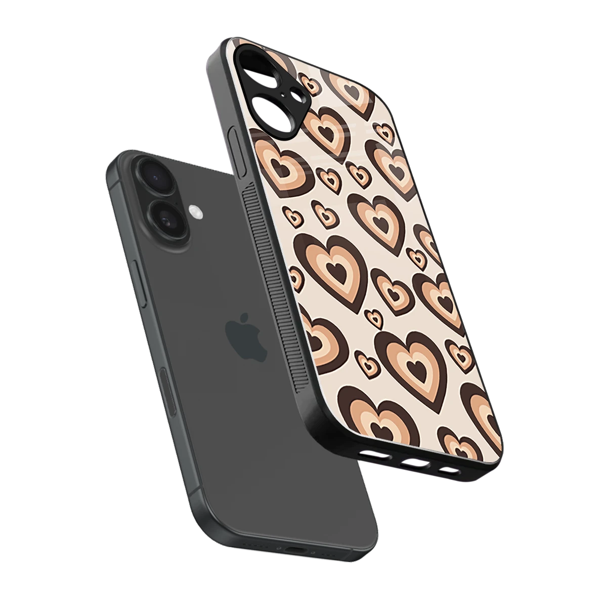 Sweetheart Cocoa sleek iphone 16 plus cover with tempered glass back and TPU edges