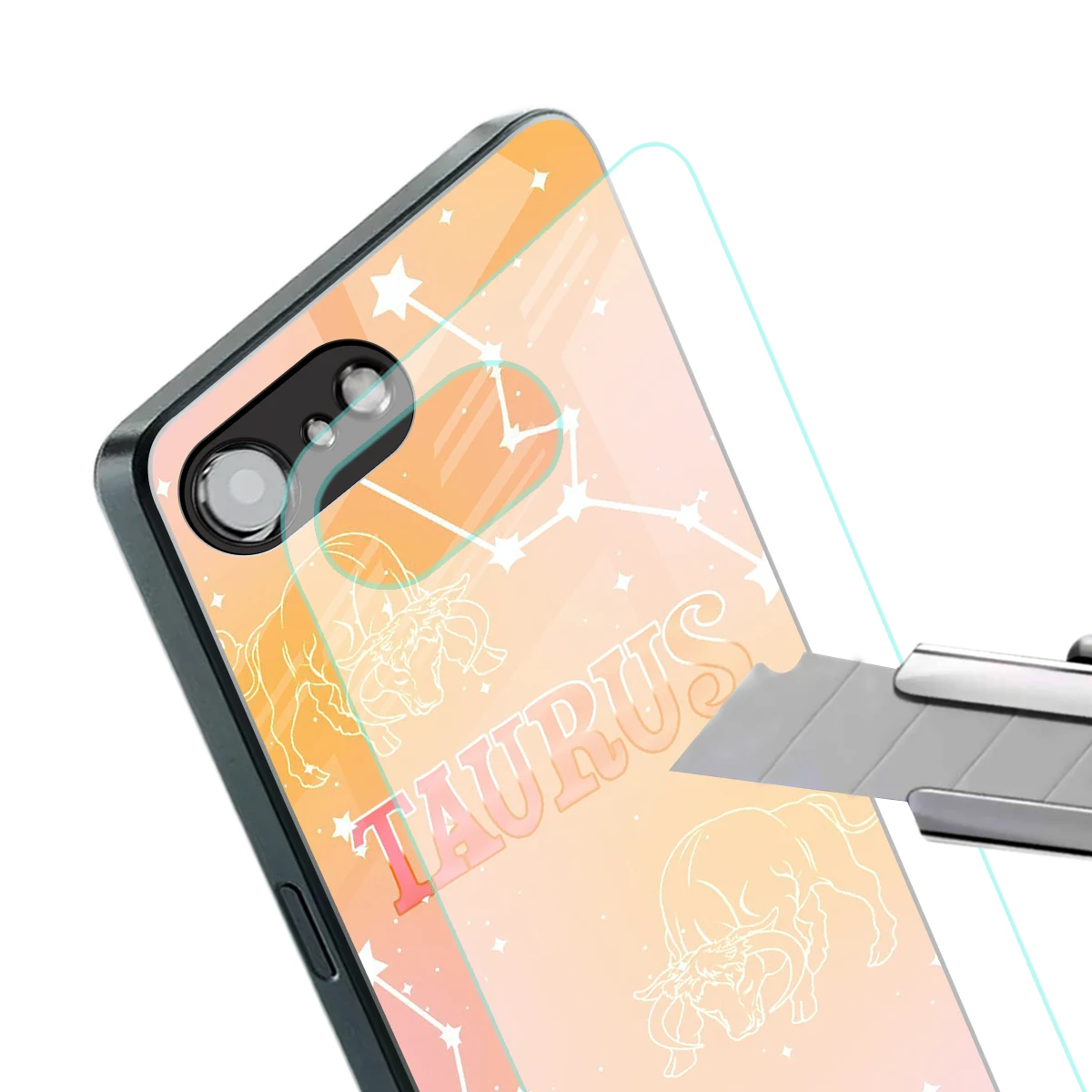 Taurus Aura stylish phone case for iphone 16e | glossy glass and slim fit