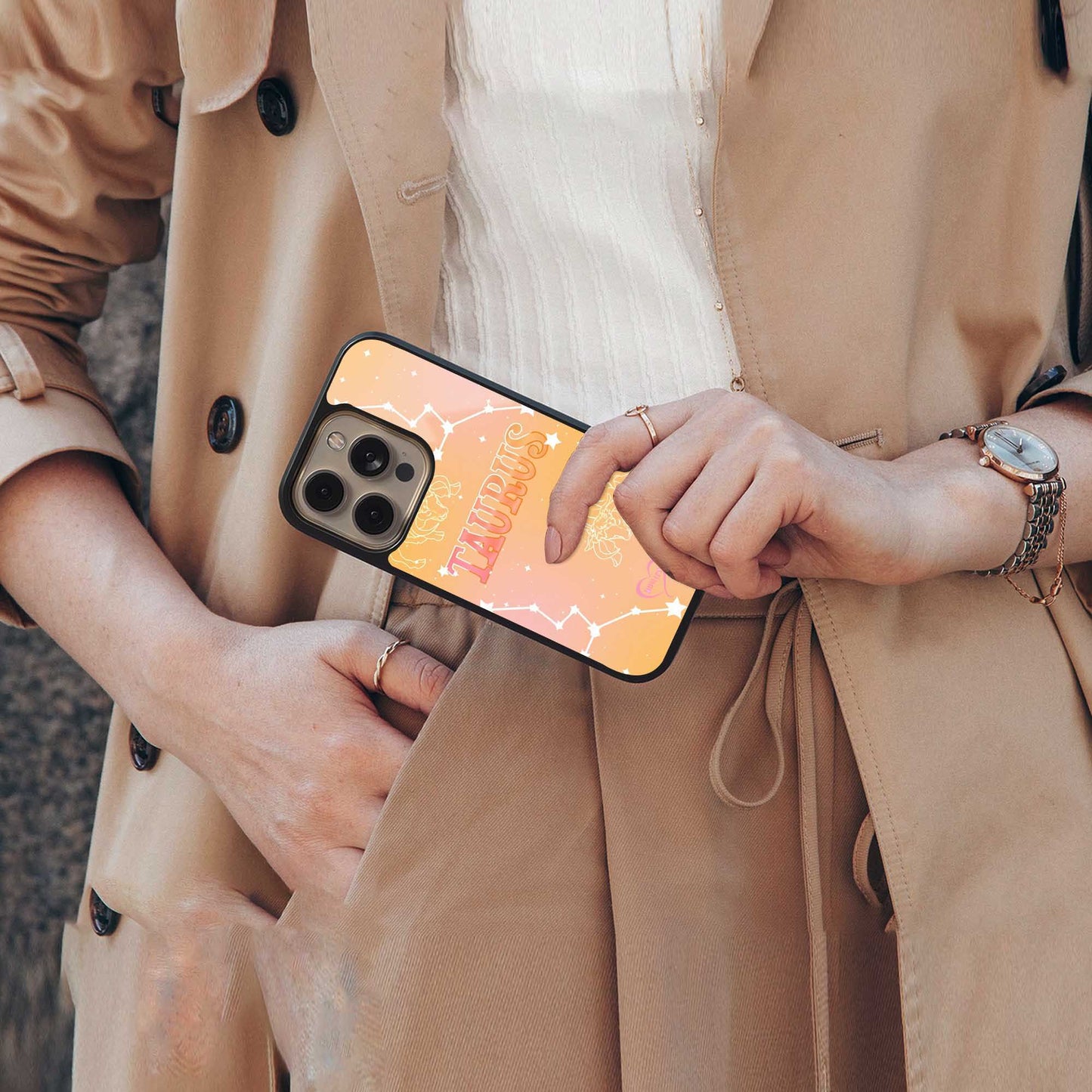 Taurus Aura luxury glass phone case for iPhone 16 | scratch and drop resistant