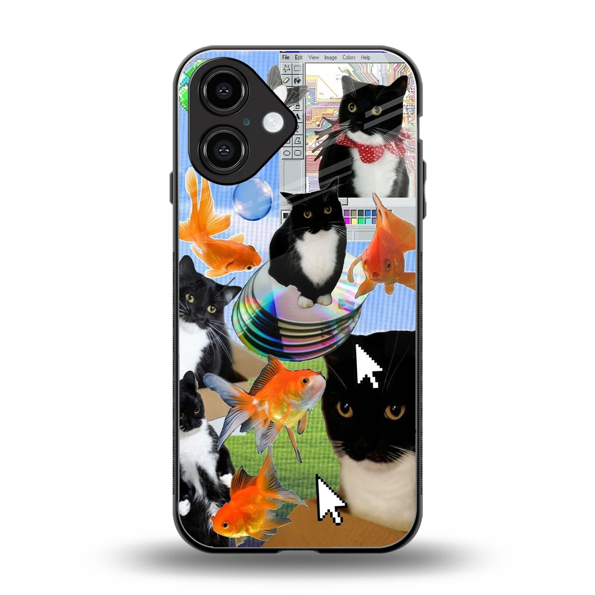 Techno Kitties back phone cover | glass case for iphone 16