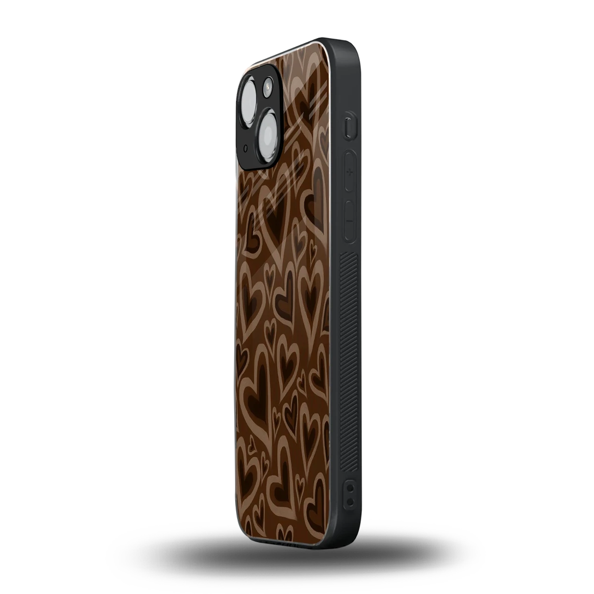 Toasty Brown Hearts iphone 13 mini mobile cover | shockproof glass phone case
