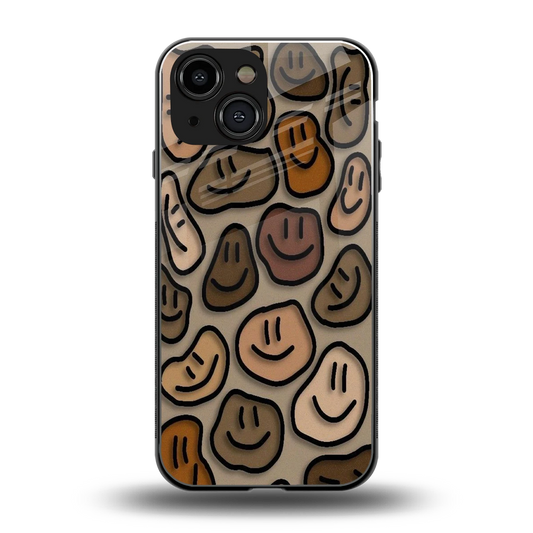 Toasty Brown Smileys back phone cover | glass case for iphone 13 mini
