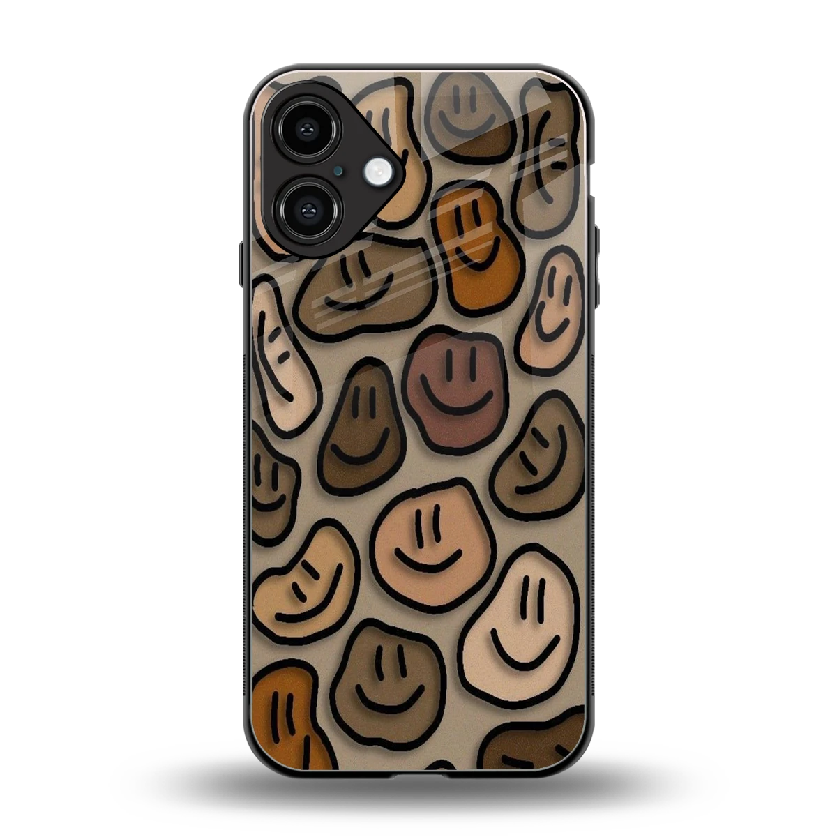 Toasty Brown Smileys back phone cover | glass case for iphone 16 plus