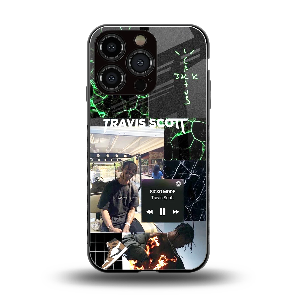 Travis Scott back phone cover | glass case for iphone 16 pro
