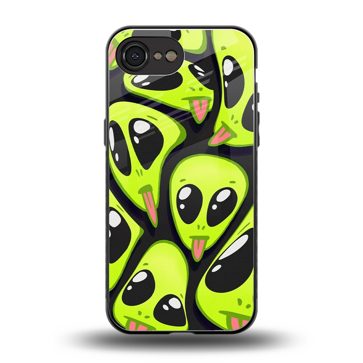 Trippy Aliens back phone cover | glass case for iphone 16e