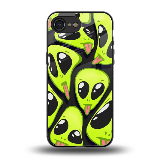 Trippy Aliens back phone cover | glass case for iphone 16e