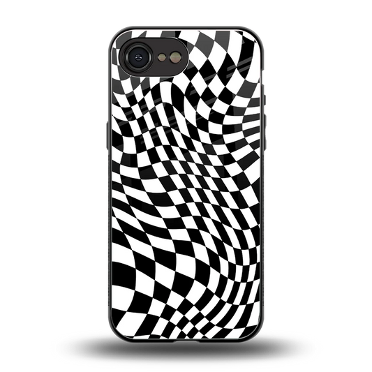 Trippy BW Checkers back phone cover | glass case for iphone 16e