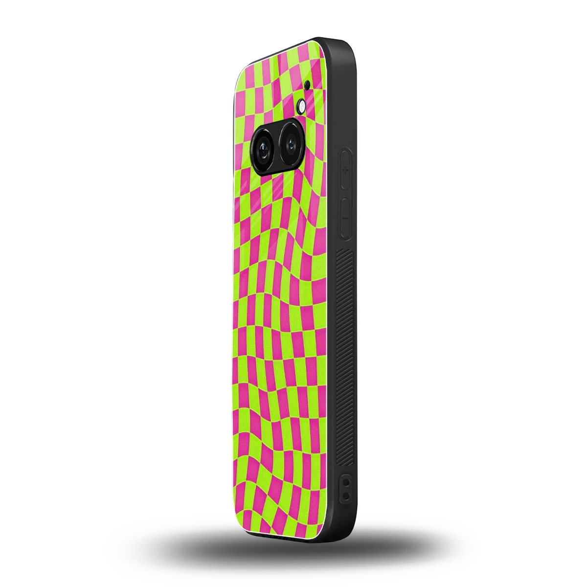 Trippy Green Pink Checkers nothing phone 2a mobile cover | shockproof glass phone case