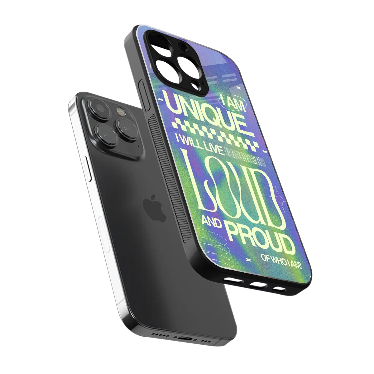 Uniquely Me sleek iphone 15 pro cover with tempered glass back and TPU edges