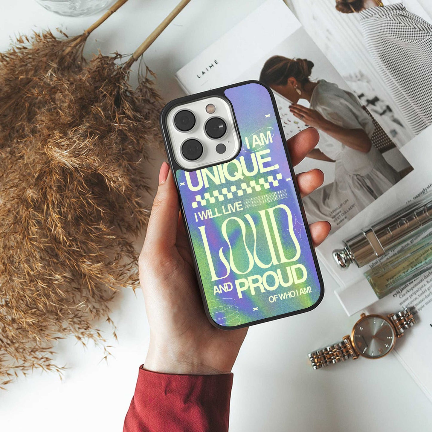 Uniquely Me luxury glass phone case for iPhone 16 | scratch and drop resistant