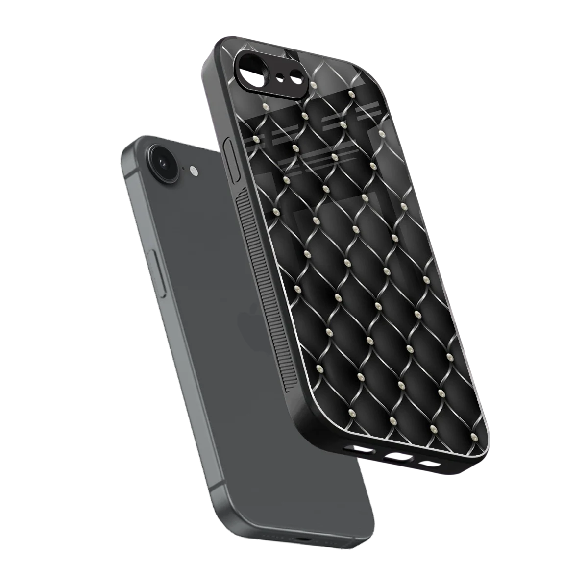 Urban Grid sleek iphone 16e cover with tempered glass back and TPU edges