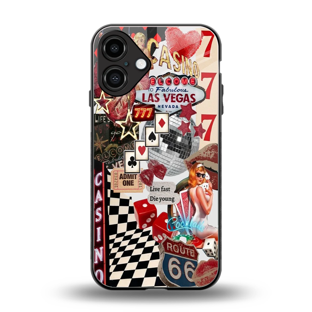 Vegas Vibes back phone cover | glass case for iphone 16 plus