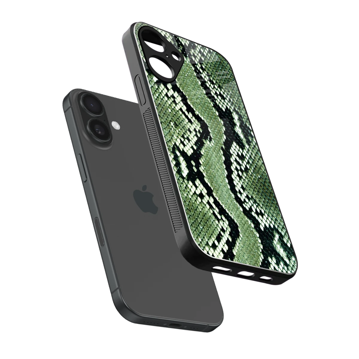 Venom Green sleek iphone 16 plus cover with tempered glass back and TPU edges