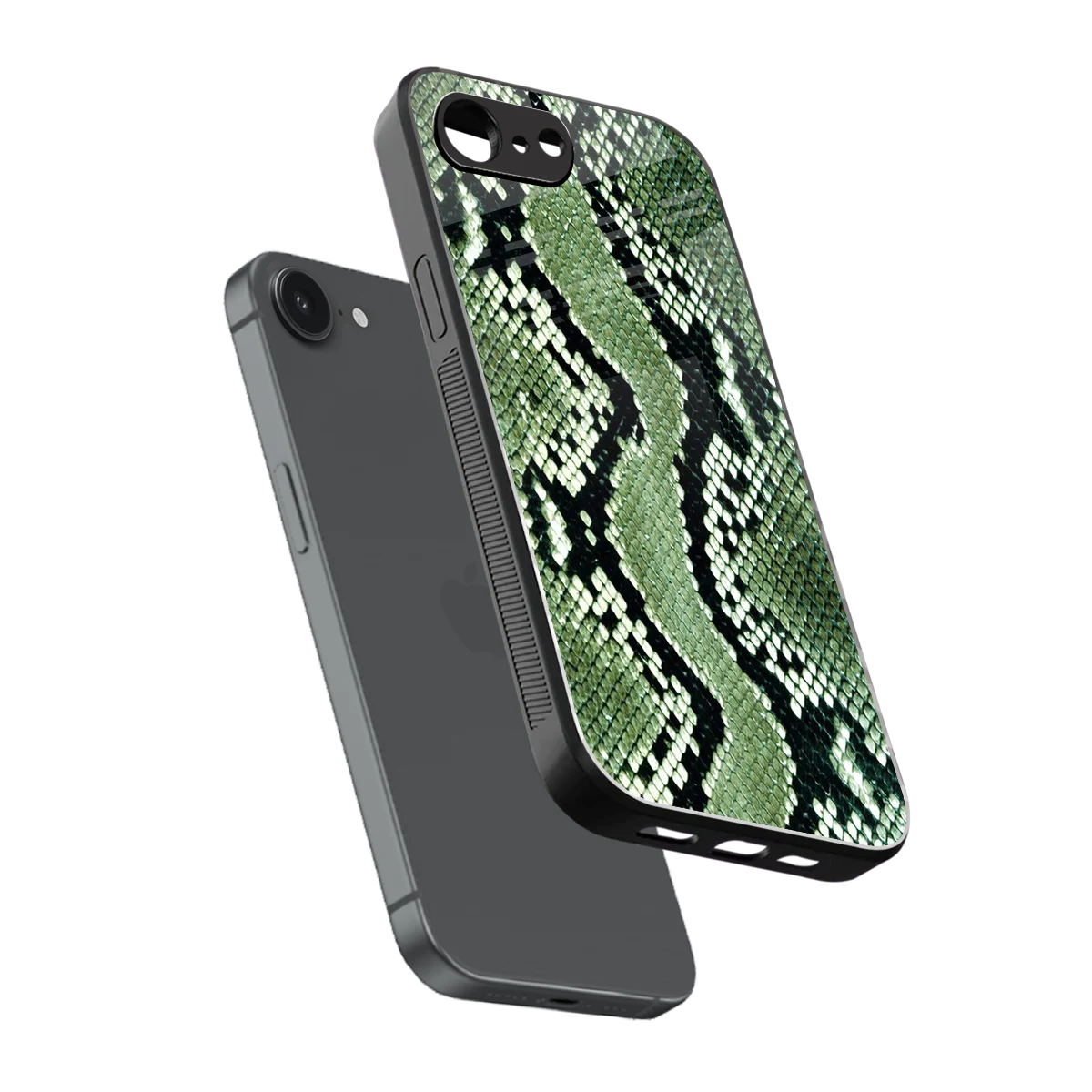 Venom Green sleek iphone 16e cover with tempered glass back and TPU edges