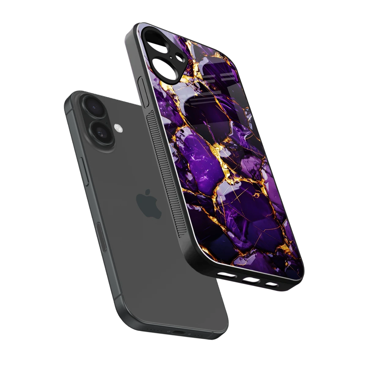 Violet Luxe sleek iphone 16 plus cover with tempered glass back and TPU edges