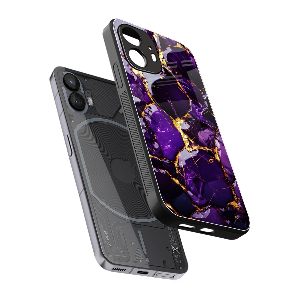 Violet Luxe sleek nothing phone 2 cover with tempered glass back and TPU edges