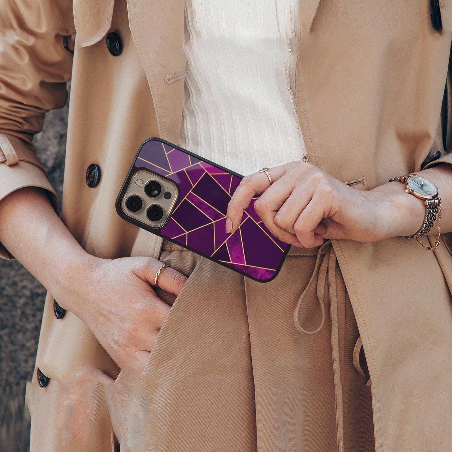 Violet Shards Phone Case for Iphone 16 | Glass Case