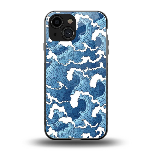 Waves Art back phone cover | glass case for iphone 13 mini