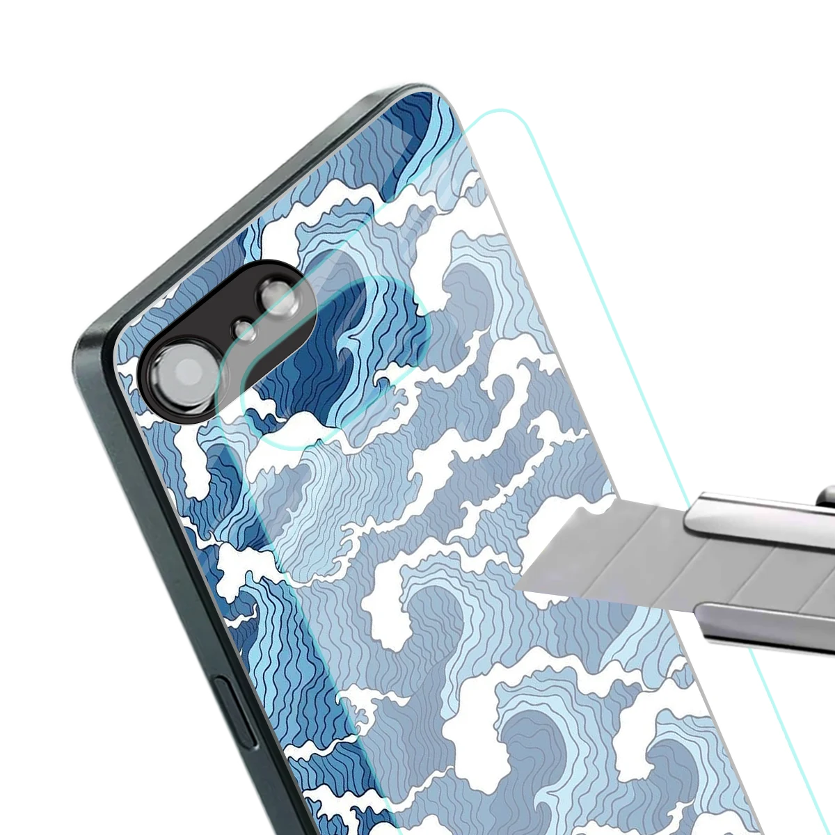 Waves Art stylish phone case for iphone 16e | glossy glass and slim fit