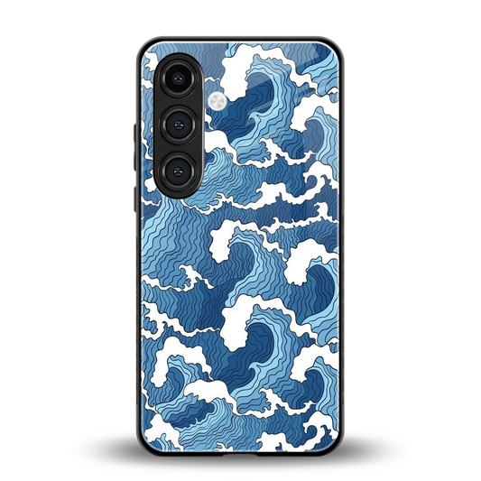 Waves Art back phone cover | glass case for samsung galaxy s23 plus