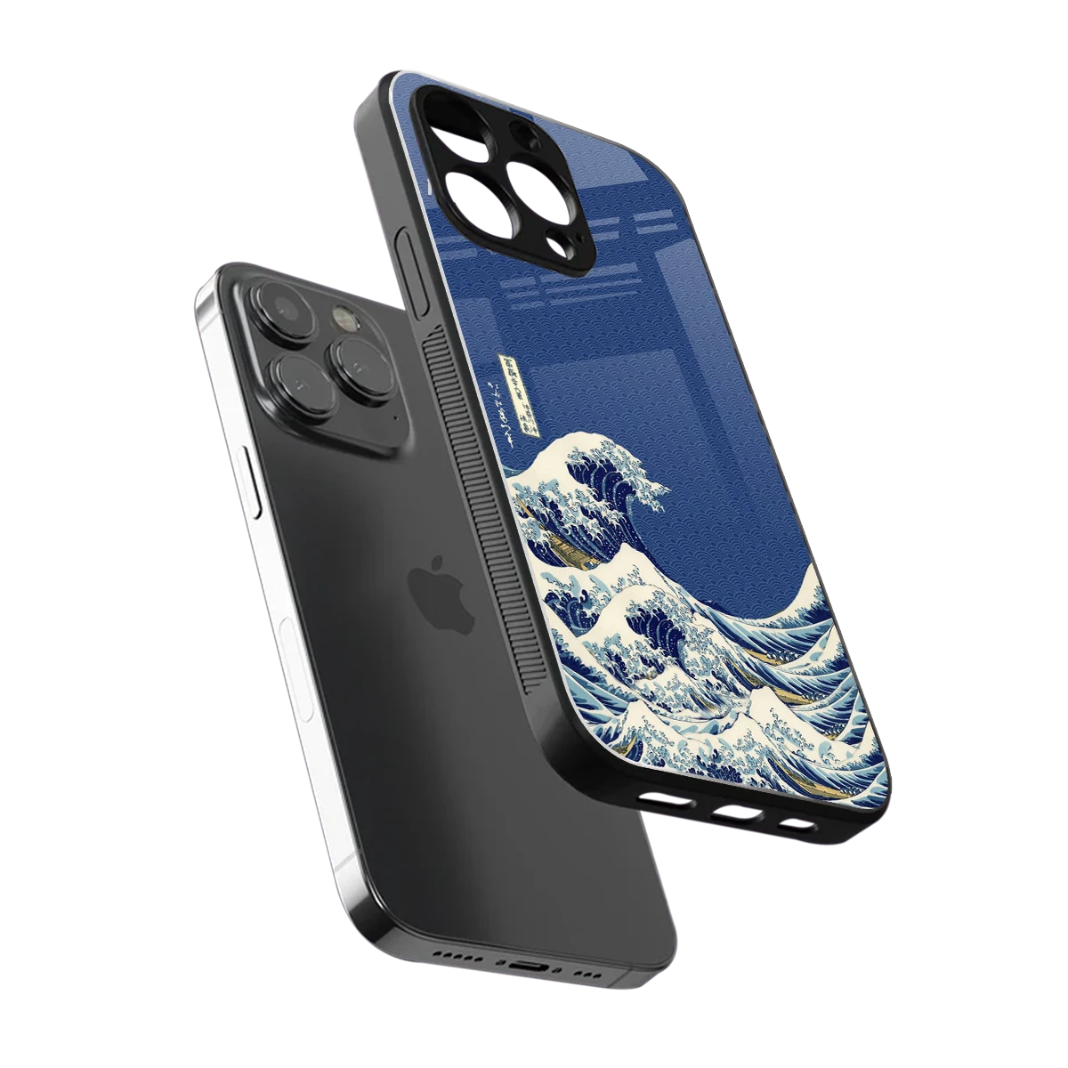 Waves sleek iphone 15 pro cover with tempered glass back and TPU edges