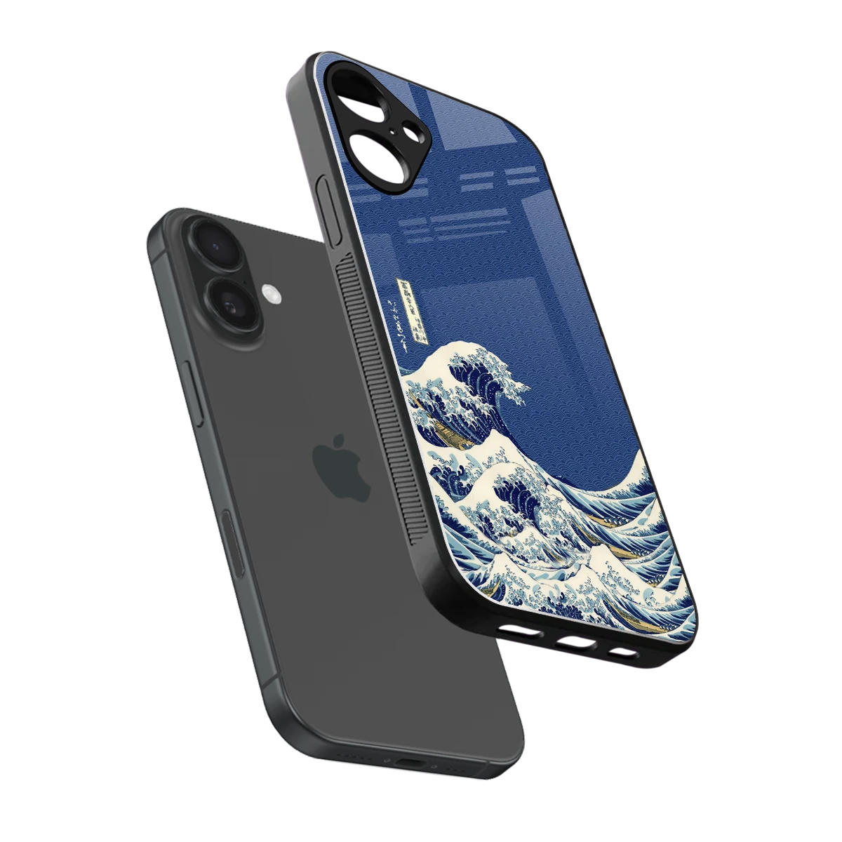 Waves sleek iphone 16 plus cover with tempered glass back and TPU edges