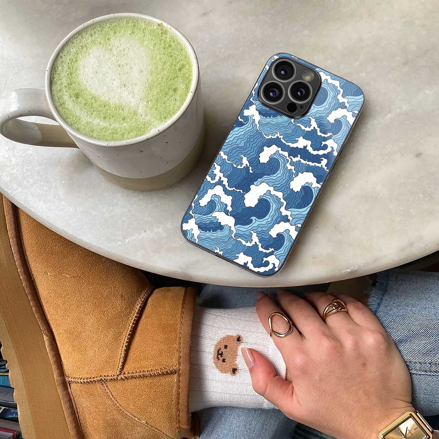 Waves Art Phone Case for Iphone 16 | Glass Case