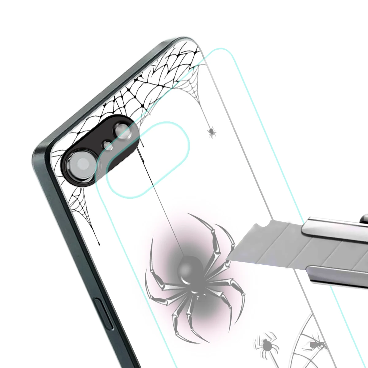 Webbed Wonder stylish phone case for iphone 16e | glossy glass and slim fit