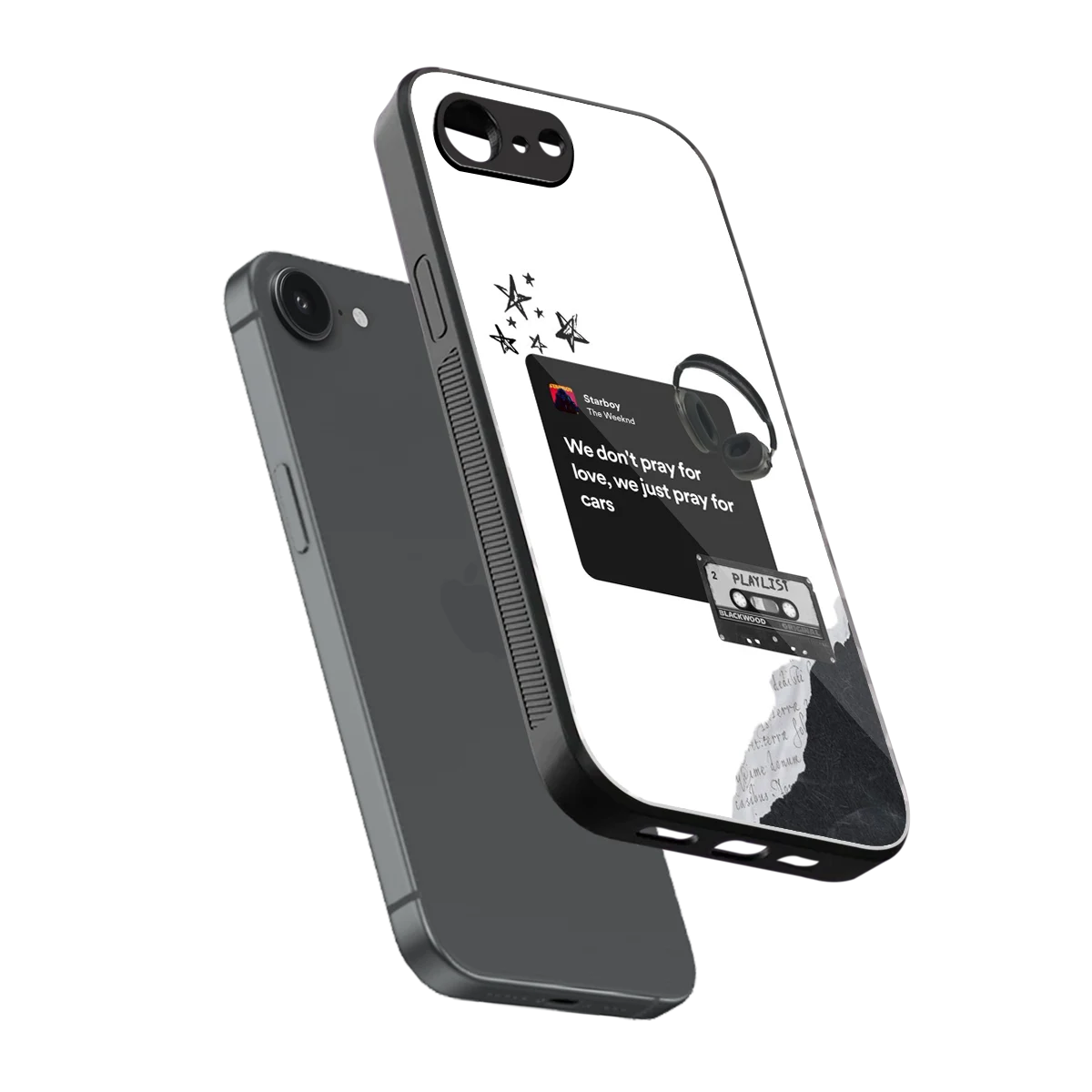Weeknd Starboy sleek iphone 16e cover with tempered glass back and TPU edges