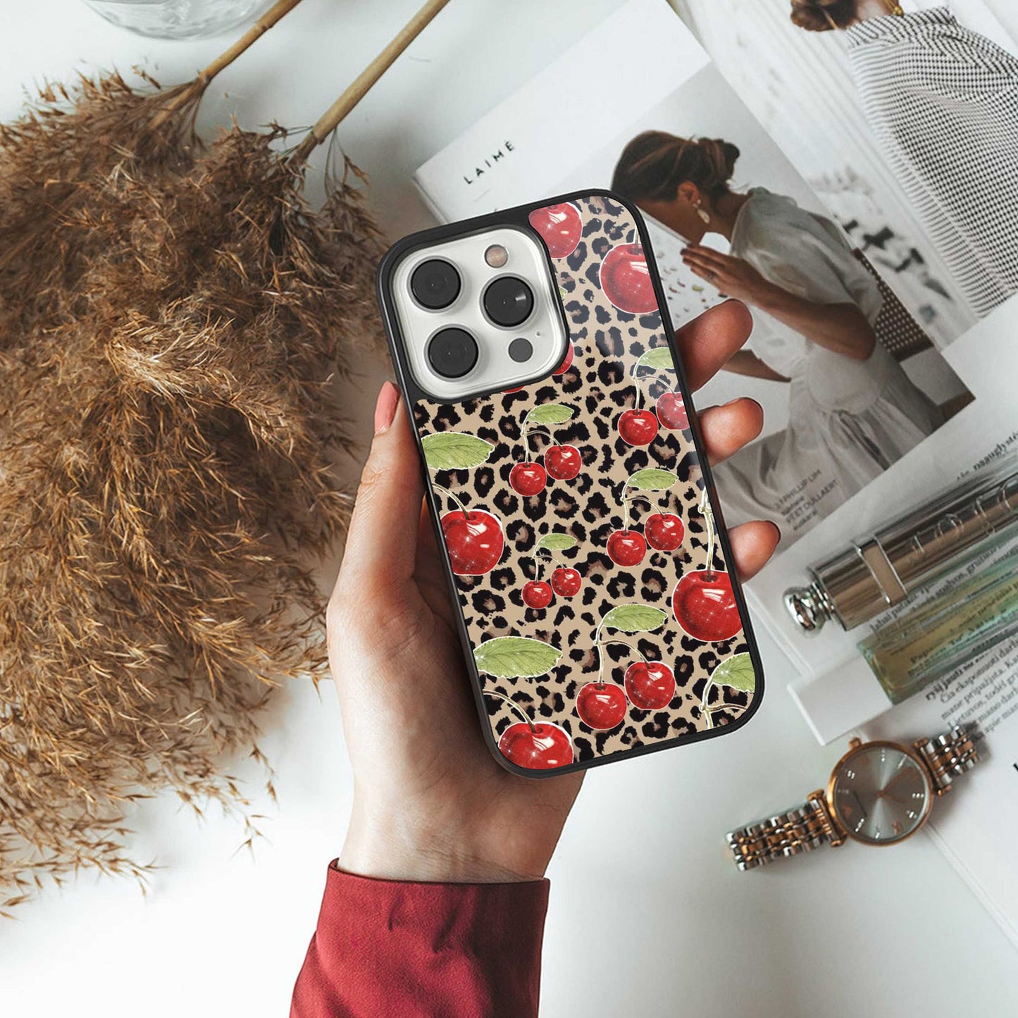 Wild Cherries Phone Case for Iphone 16 | Glass Case