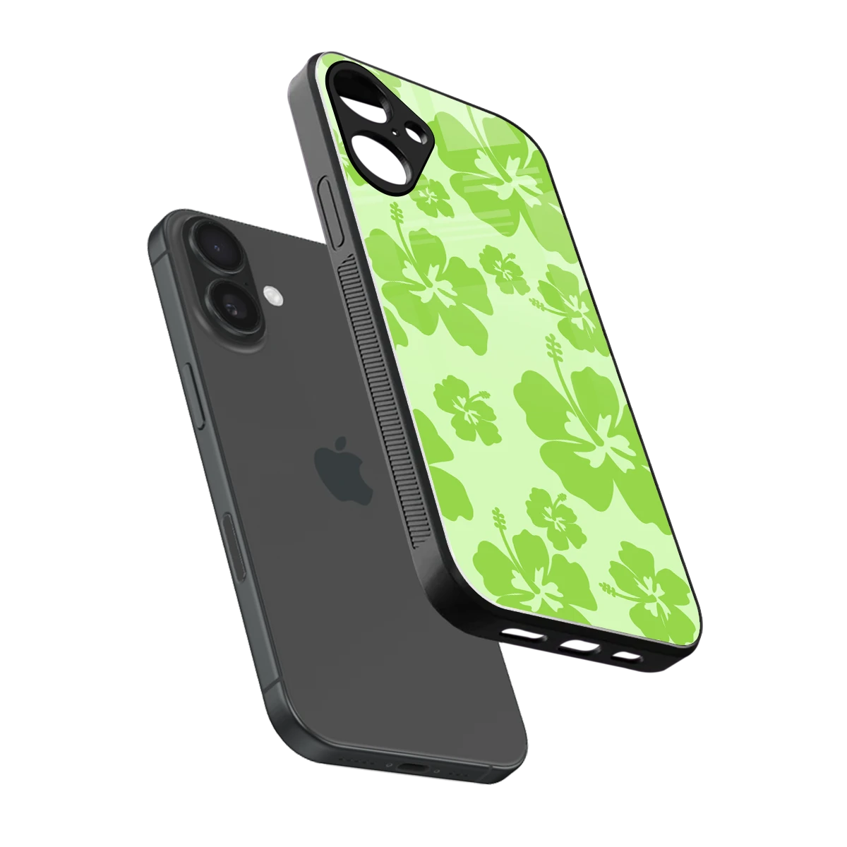 Wildflower Green sleek iphone 16 plus cover with tempered glass back and TPU edges