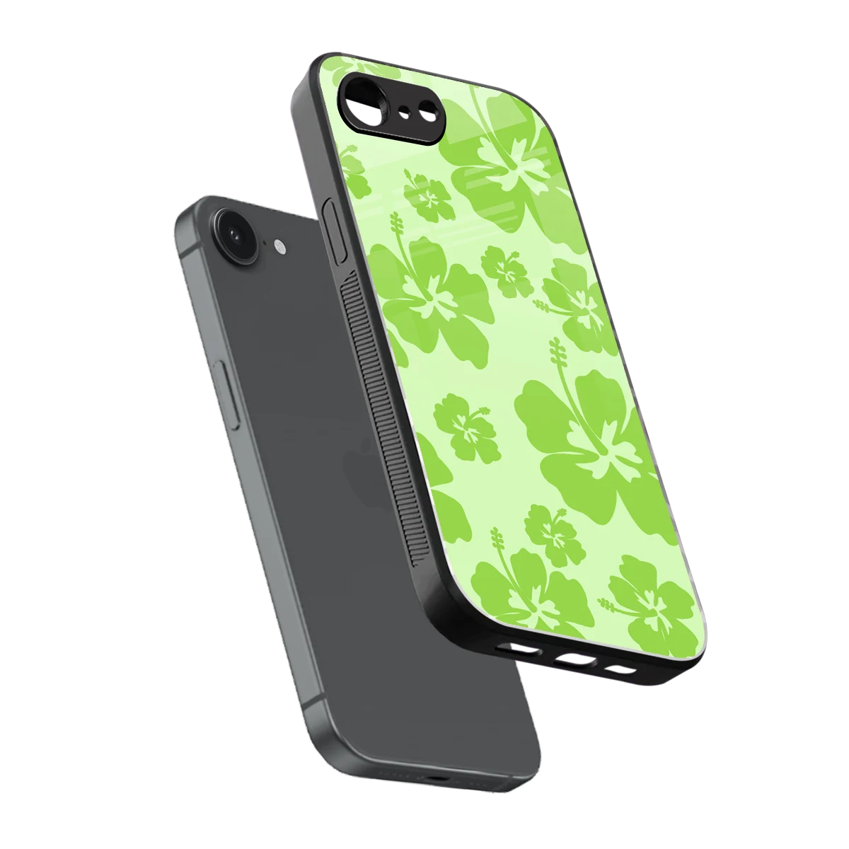 Wildflower Green sleek iphone 16e cover with tempered glass back and TPU edges