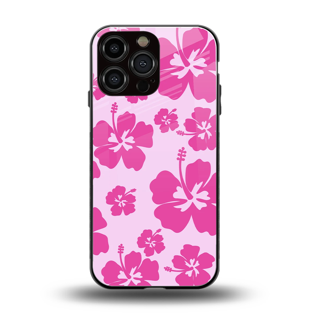 Wildflower Pink back phone cover | glass case for iphone 15 pro max
