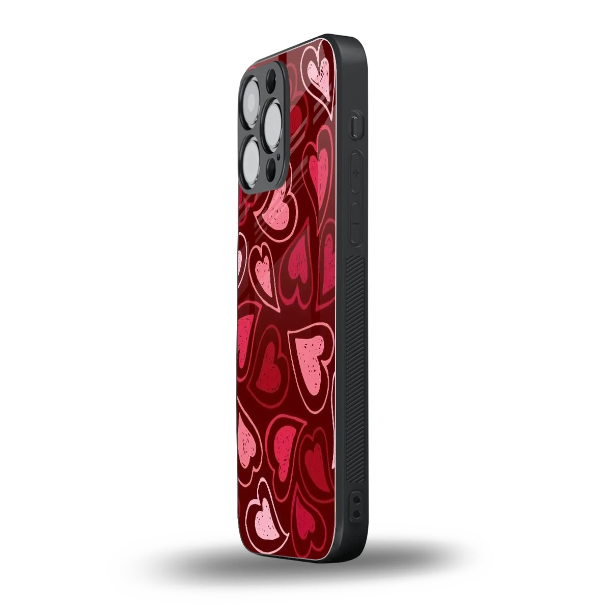 Wine Cascade Hearts iphone 15 pro max mobile cover | shockproof glass phone case